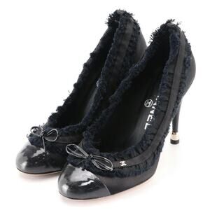 Chanel Interlocking CC Logo Satin Pumps - Size: 4.5 | US4.5, IT34.5